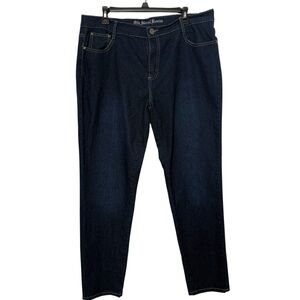 Old Skool Denim Women's 5-Pocket High Rise Straight Leg Stretch Dark Wash Jeans
